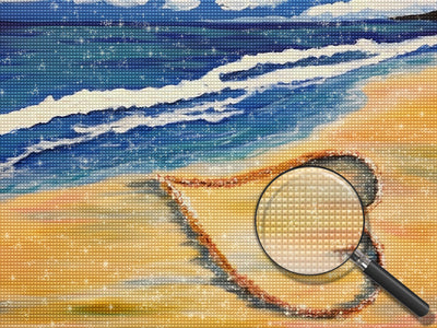 Sandstrand, Meer und Herz Diamond Painting