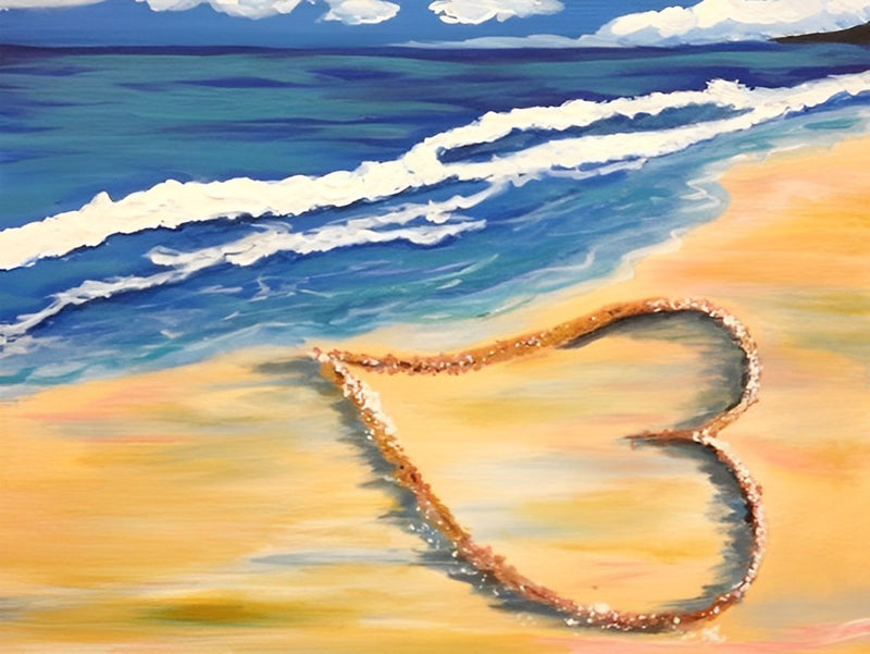 Sandstrand, Meer und Herz Diamond Painting