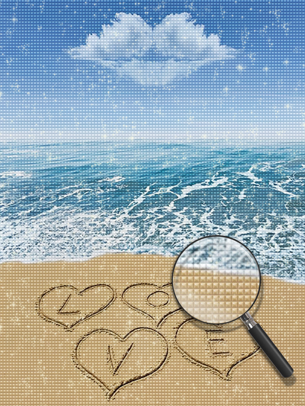 Sandstrand und lippenförmige Wolke Diamond Painting