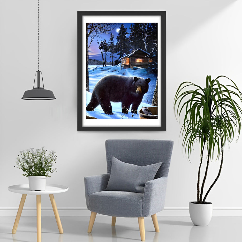 Scharzer Bär im Winter Diamond Painting