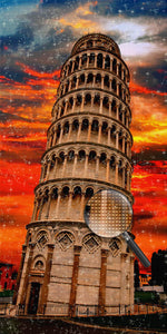 Schiefer Turm von Pisa und Abendrot Diamond Painting
