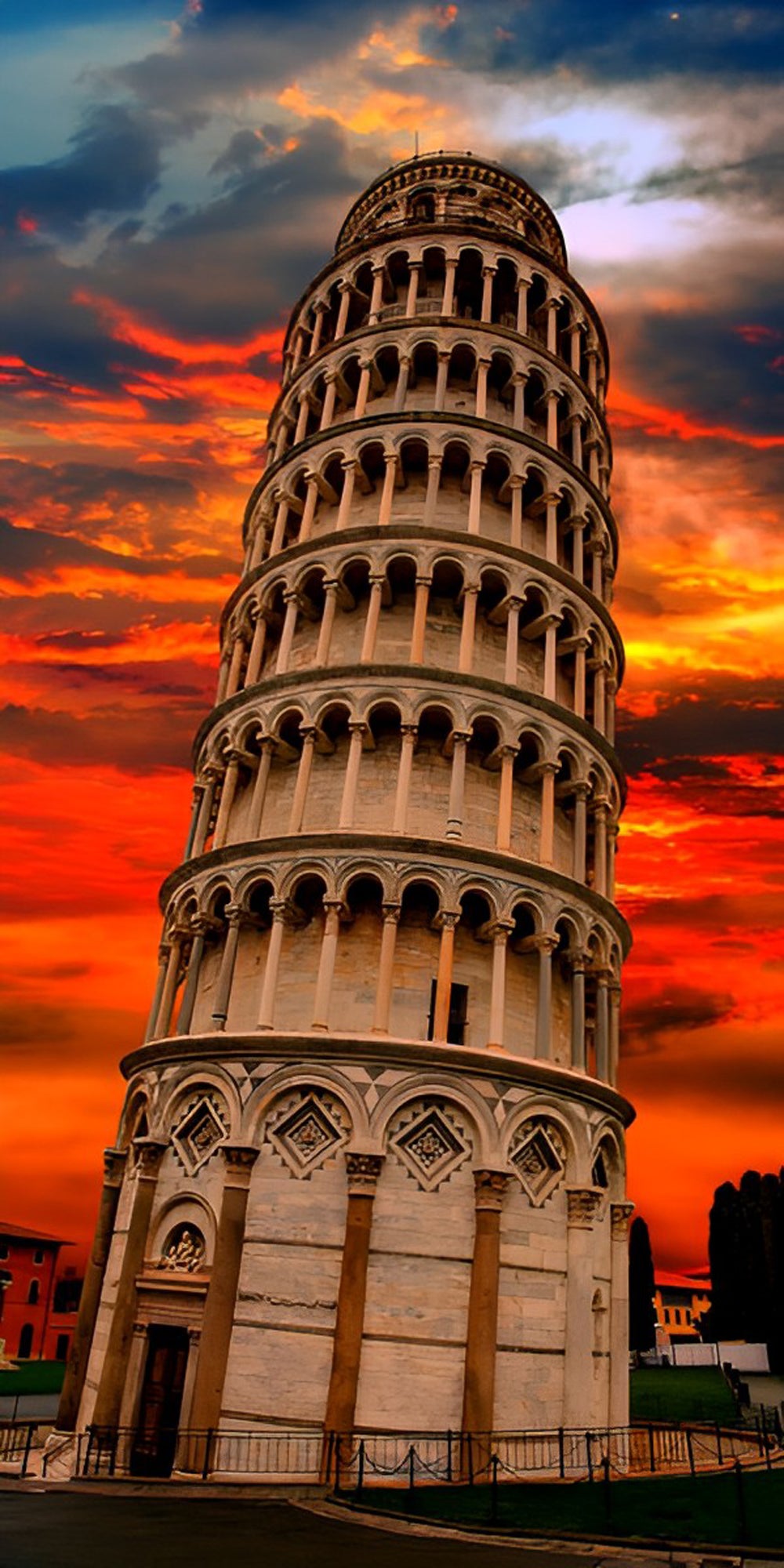 Schiefer Turm von Pisa und Abendrot Diamond Painting