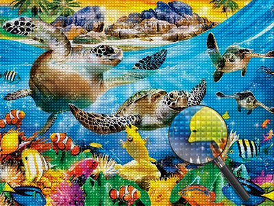 Schildkröten und bunte Meeresfische Diamond Painting