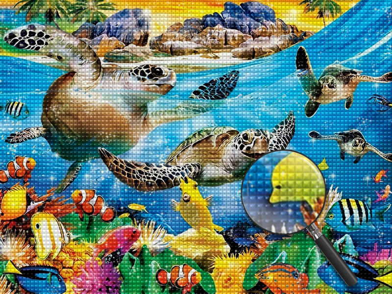 Schildkröten und bunte Meeresfische Diamond Painting