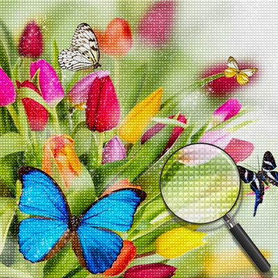 Schmetterlinge und Tulpen Diamond Painting