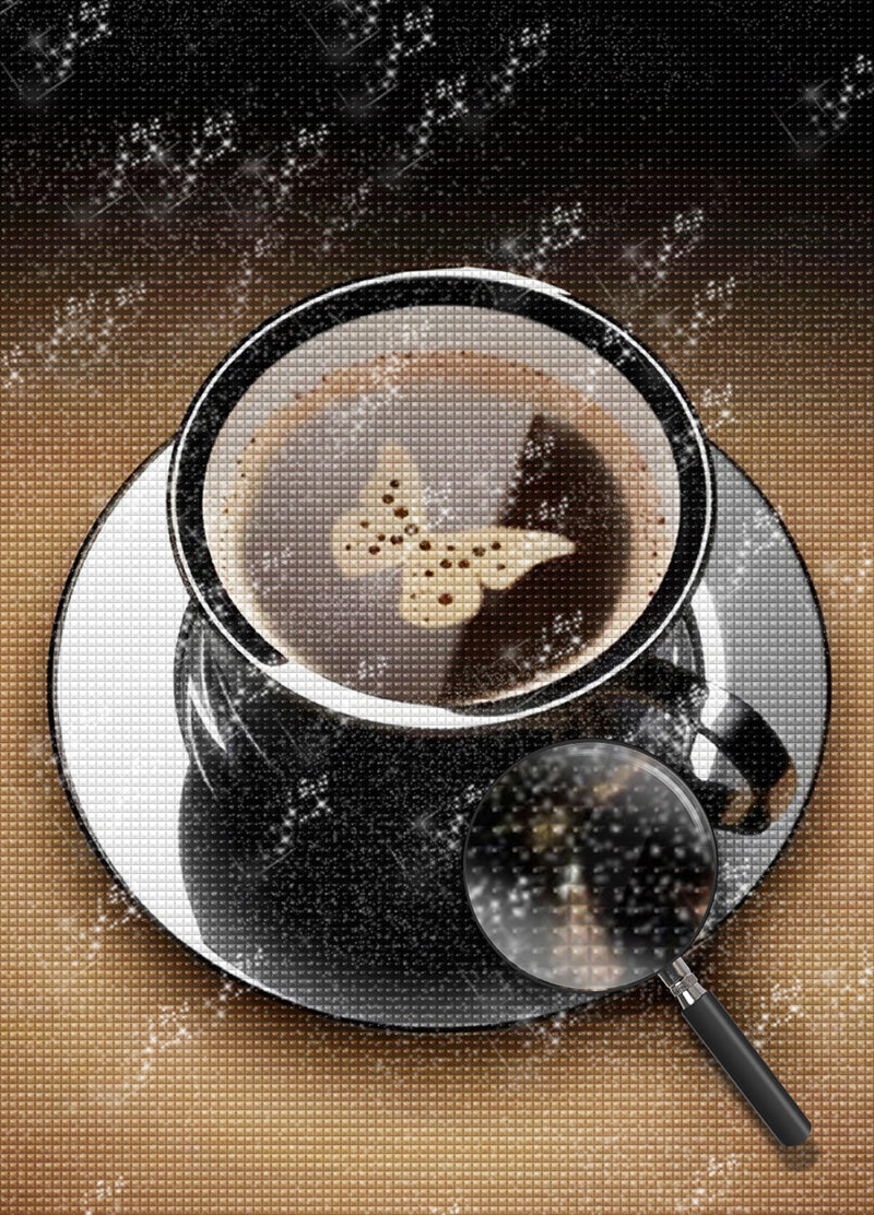 Schmetterlingsmuster im Kaffee Diamond Painting