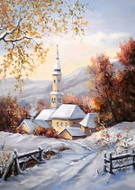 Schnee Ahorn Kirche Diamond Painting