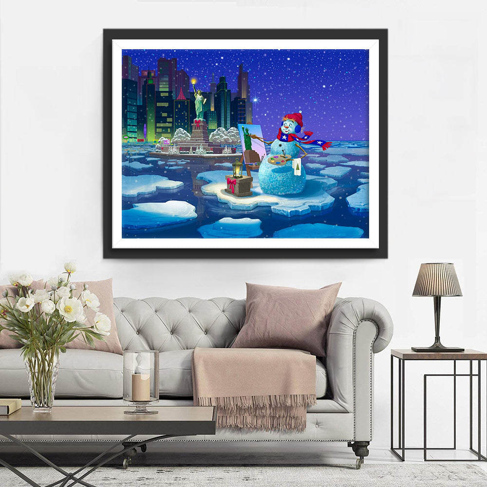 Schneemann Freiheitsstatue Diamond Painting