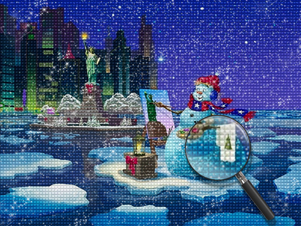Schneemann Freiheitsstatue Diamond Painting