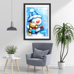 Schneemann mit Hut im Winter Diamond Painting