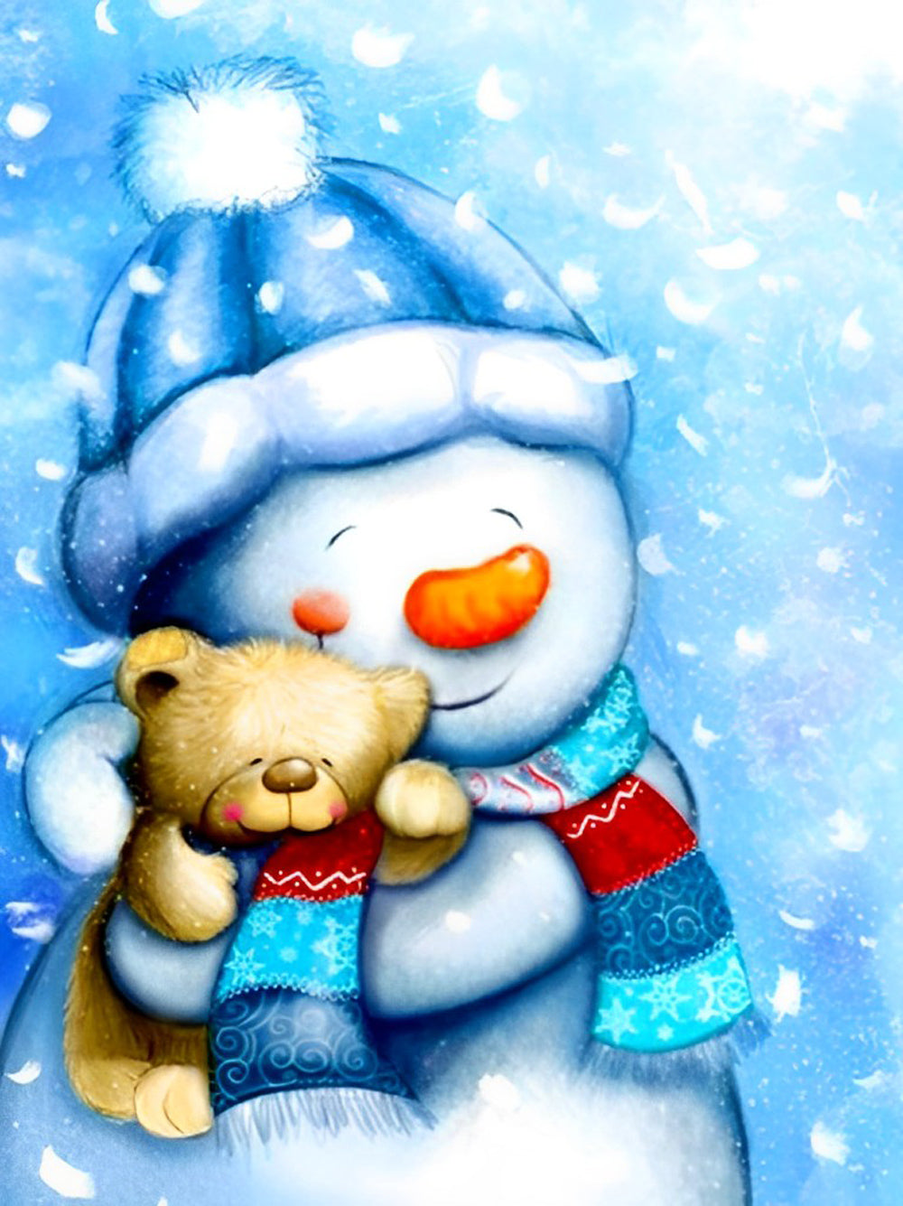 Schneemann mit Hut im Winter Diamond Painting