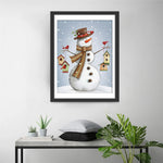 Schneemann mit Vogelnest Diamond Painting