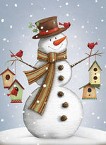 Schneemann mit Vogelnest Diamond Painting