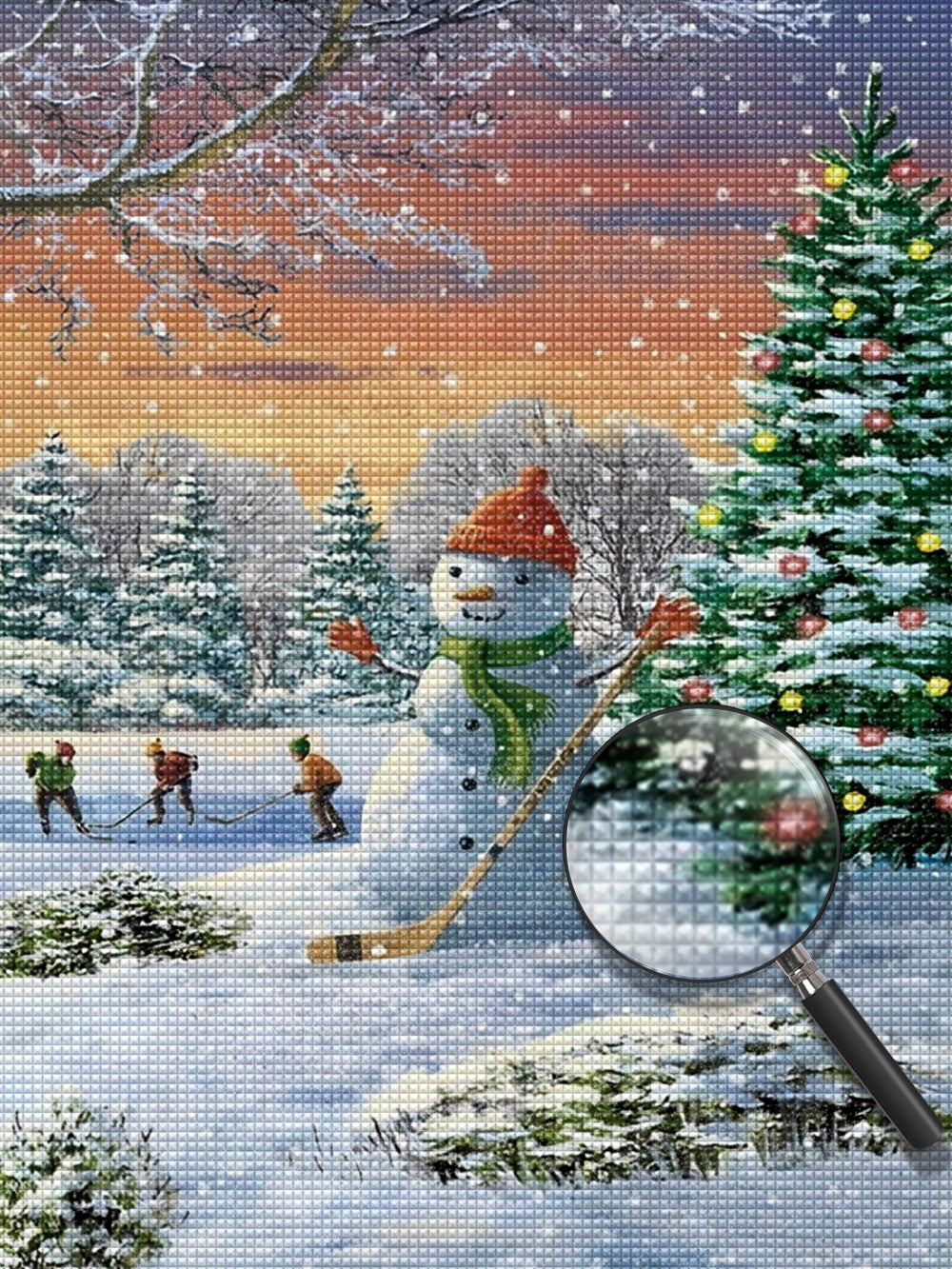 Schneemann und Kinder Diamond Painting
