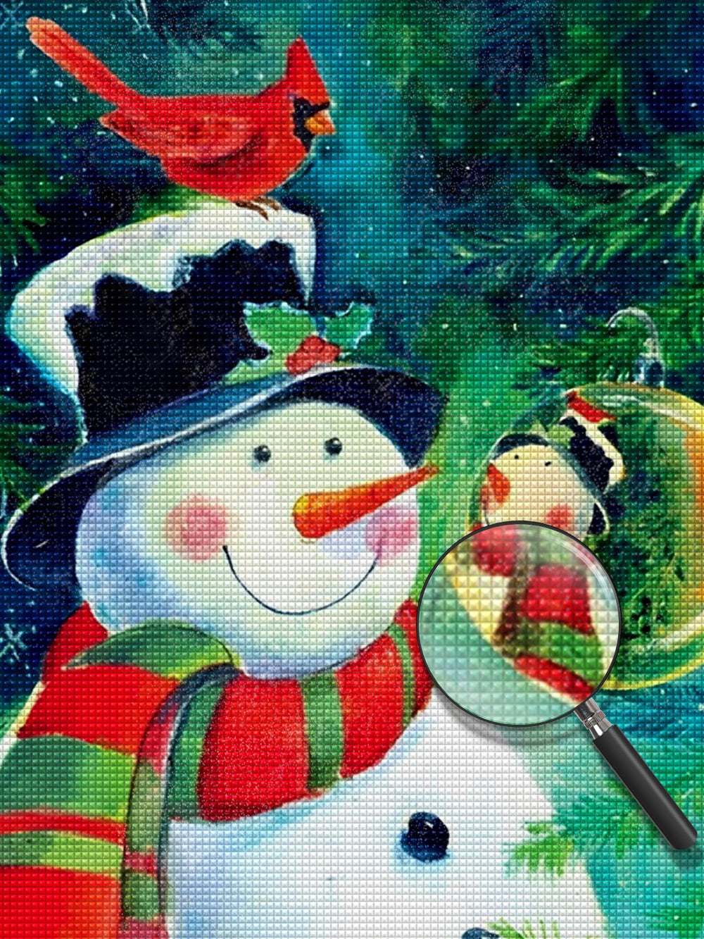 Schneemann und Kristallkugel Diamond Painting