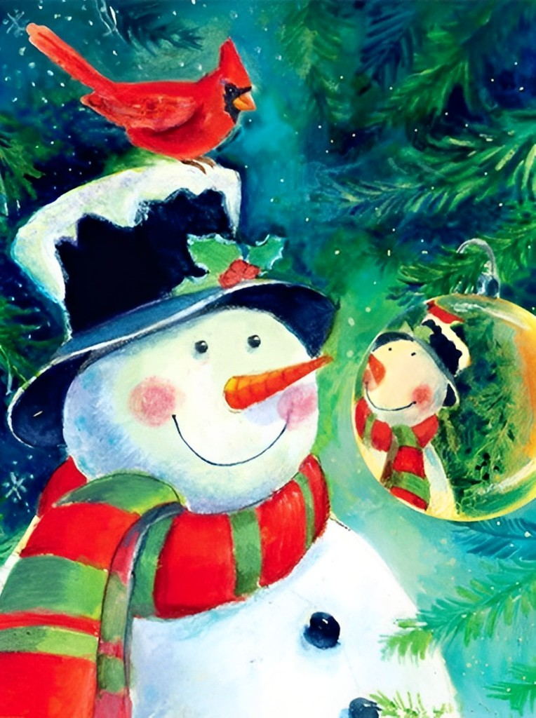 Schneemann und Kristallkugel Diamond Painting