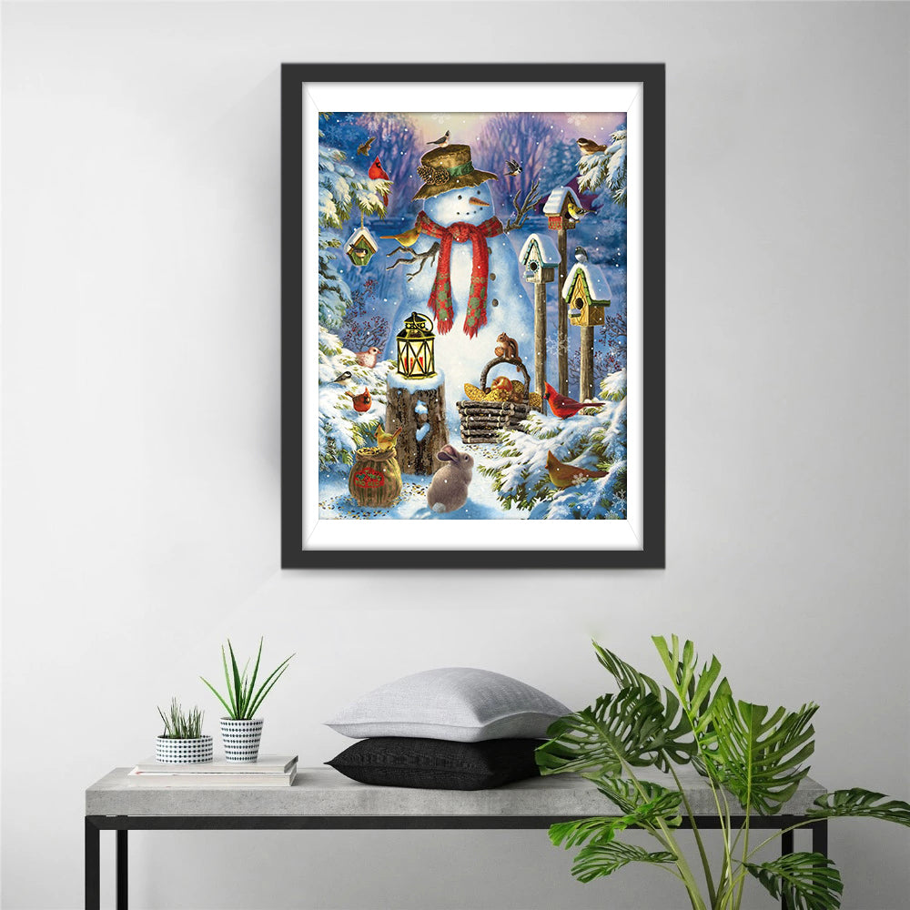 Schneemann und Tiere Diamond Painting