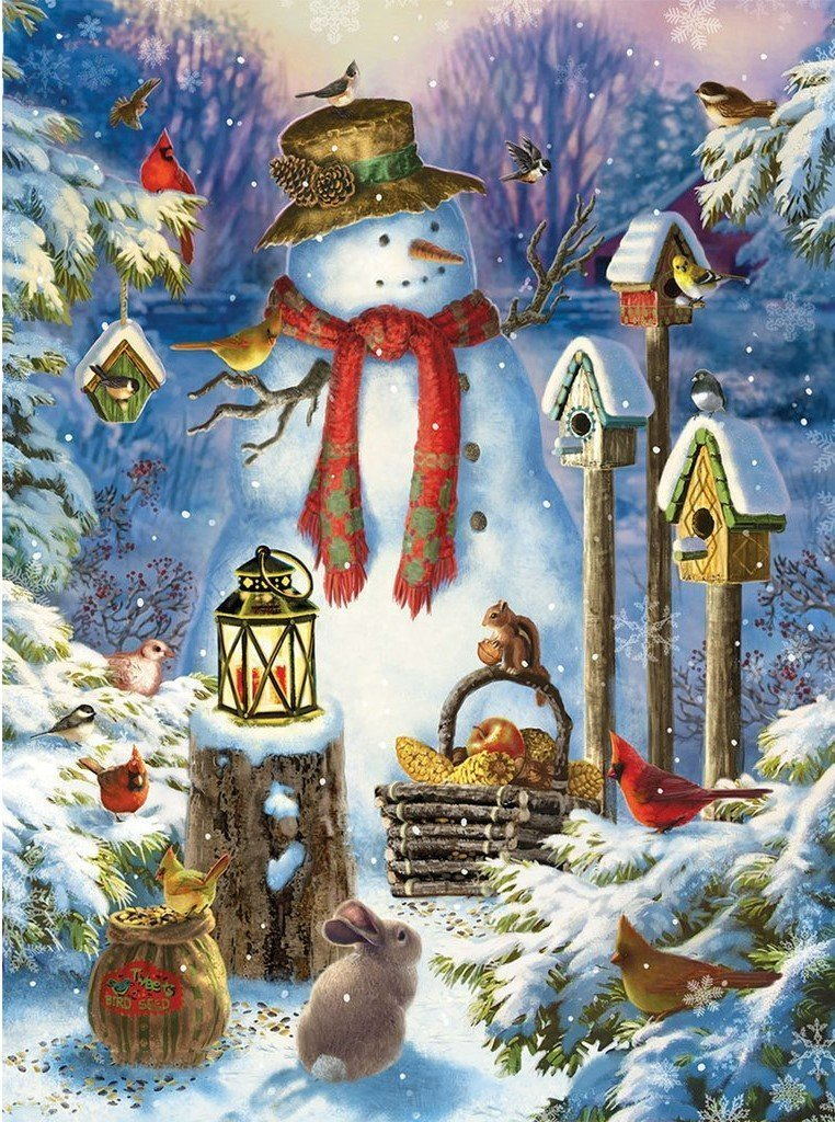 Schneemann und Tiere Diamond Painting