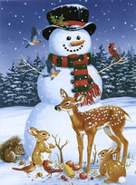 Schneemann und Tiere im Schnee Diamond Painting
