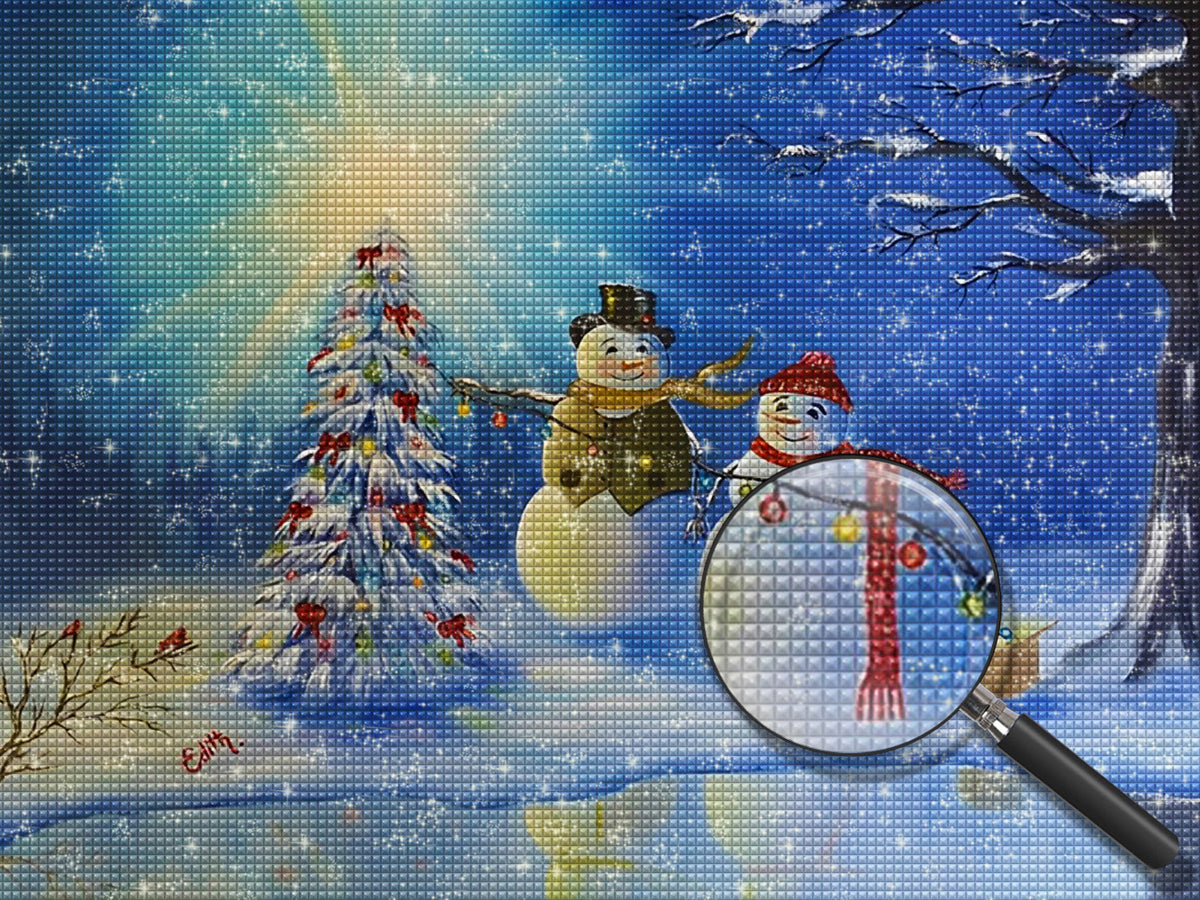 Schneemann Weihnachtsbaum Diamond Painting