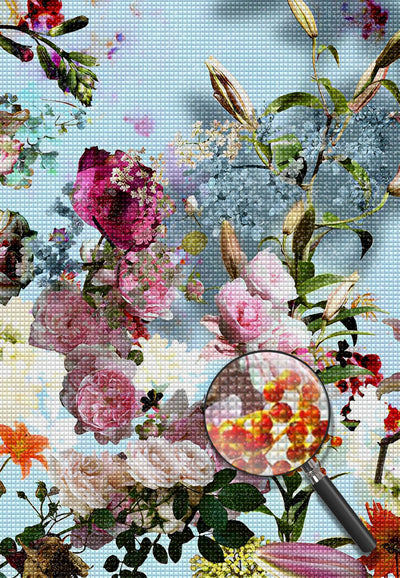 Schöne Blumen auf dem Ast Diamond Painting