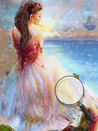 Schöne Frau am Meer Diamond Painting