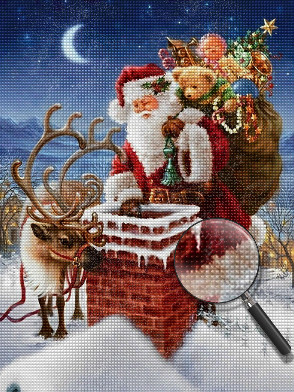 Schornstein Weihnachtsmann Rentier Diamond Painting