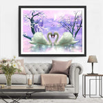 Schwanenpaar unter dem Mond Diamond Painting