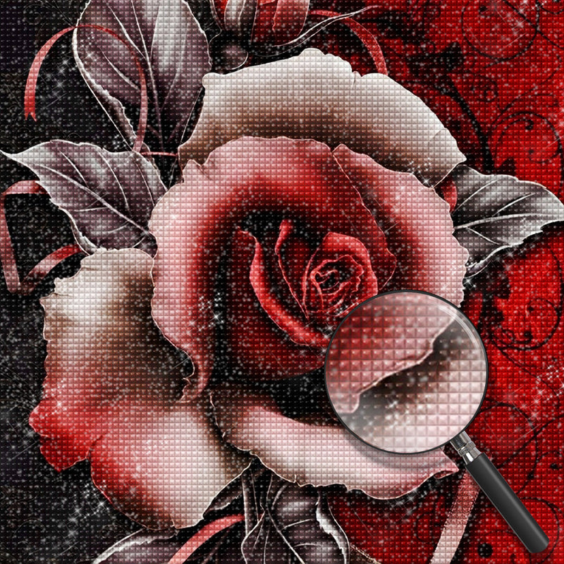 Schwarz-rote Rose Diamond Painting