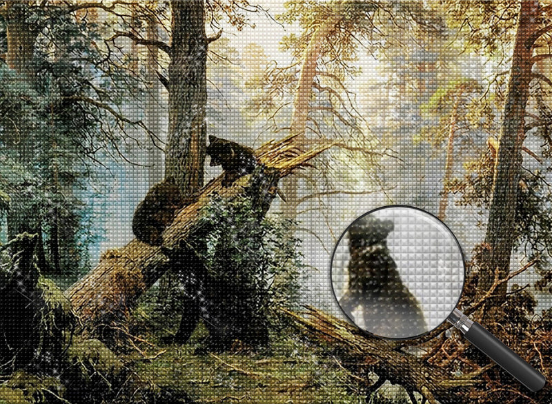 Schwarze Bärchen im Wald Diamond Painting