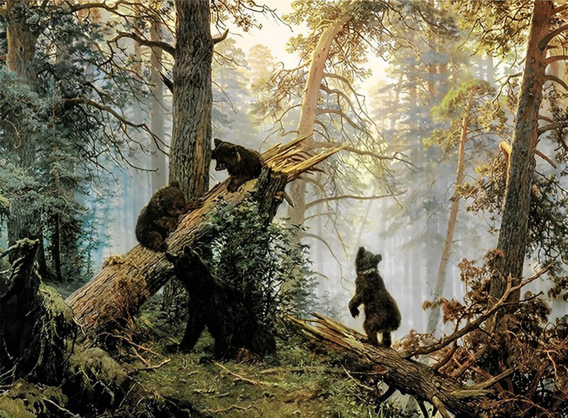 Schwarze Bärchen im Wald Diamond Painting