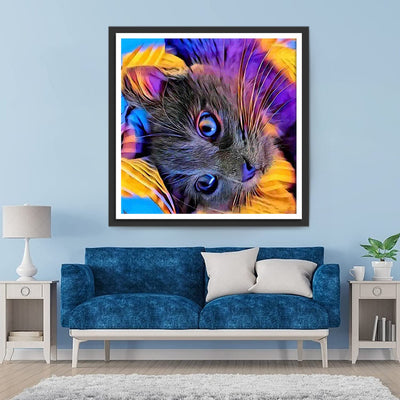 Schwarze Katze mit blauen Augen Diamond Painting