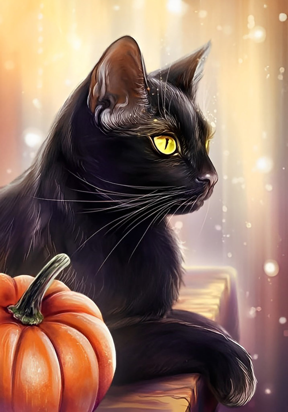 Schwarze Katze und Kürbis Diamond Painting