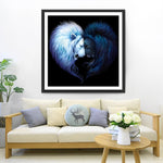 Schwarzer Löwe und weißer Löwe Diamond Painting