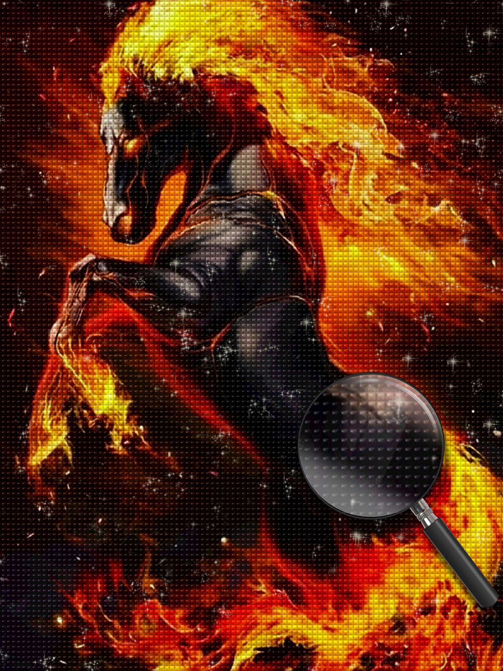 Schwarzes Feuer-Pferd Diamond Painting