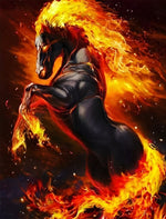 Schwarzes Feuer-Pferd Diamond Painting