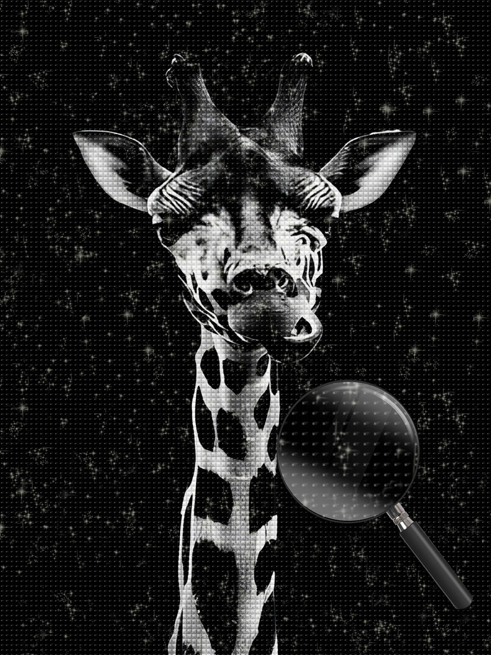 Schwarzweiße fressende Giraffe Diamond Painting