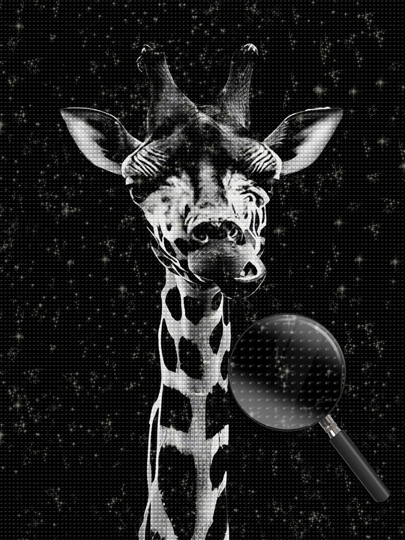 Schwarzweiße fressende Giraffe Diamond Painting