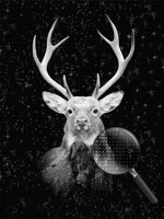 Schwarzweißer Sikahirsch Diamond Painting