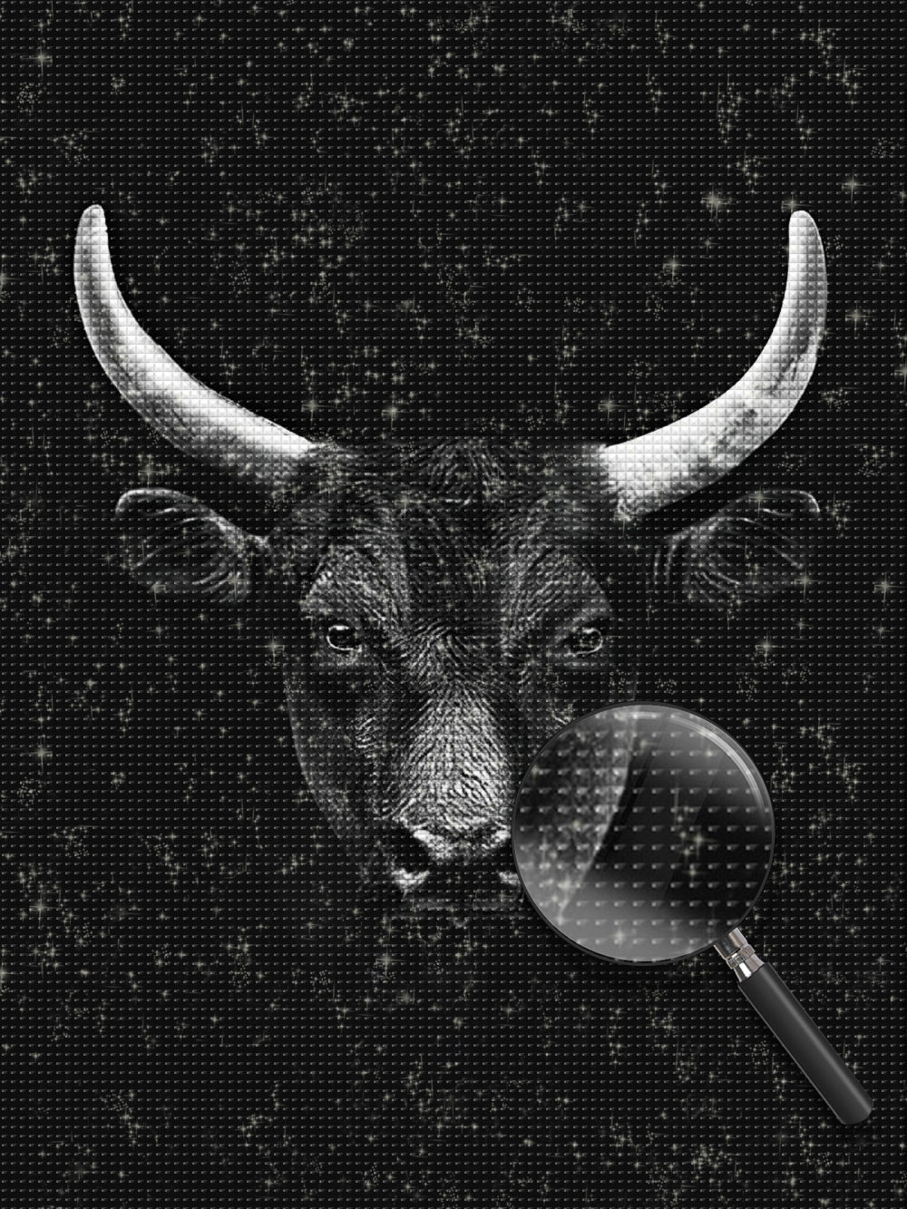 Schwarzweißes Rind Diamond Painting