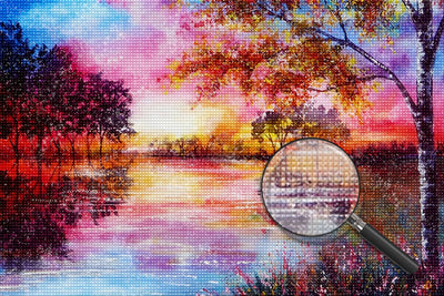 See bei Sonnenuntergang im Ölgemälde Diamond Painting