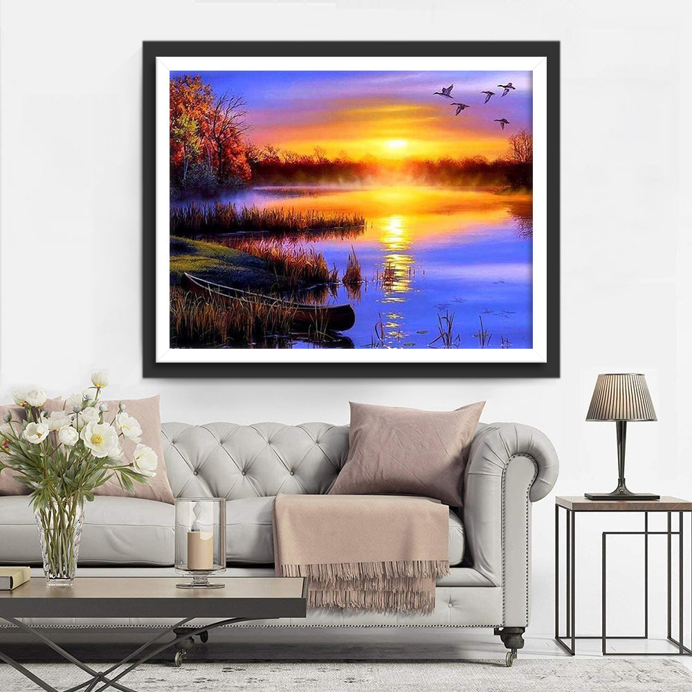 See Boot Sonnenuntergang Diamond Painting