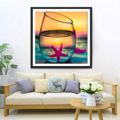 Seestern im Glas am Meer Diamond Painting