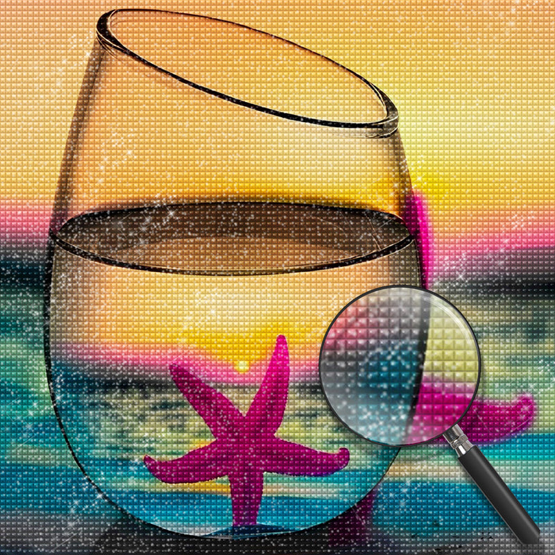 Seestern im Glas am Meer Diamond Painting