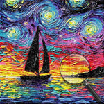 Segelboot auf Meer im Stil von van Gogh Diamond Painting
