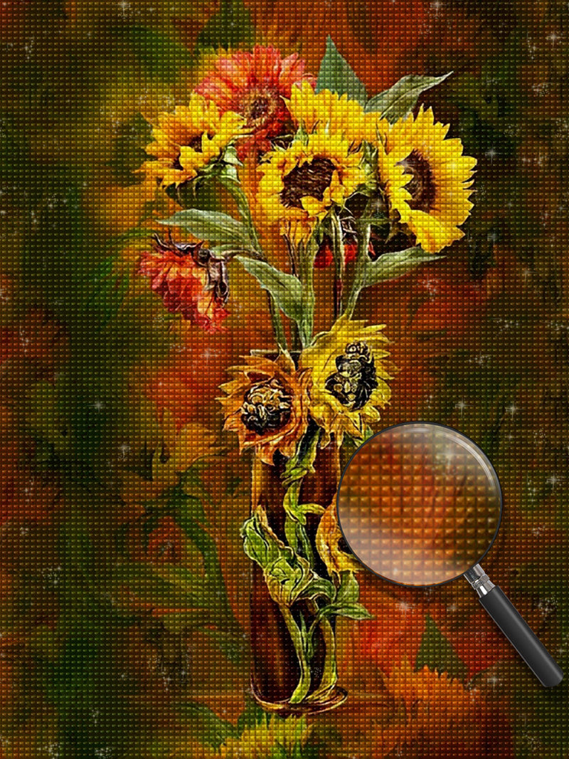 Sonnenblumen im abstrakten Hintergrund Diamond Painting