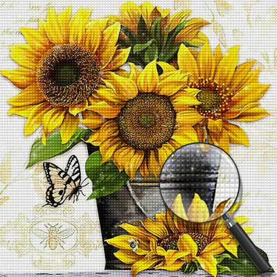 Sonnenblumen Schmetterling Eimer Diamond Painting