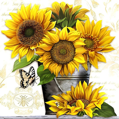 Sonnenblumen Schmetterling Eimer Diamond Painting