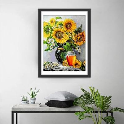 Sonnenblumen, Schmetterling und Honig Diamond Painting