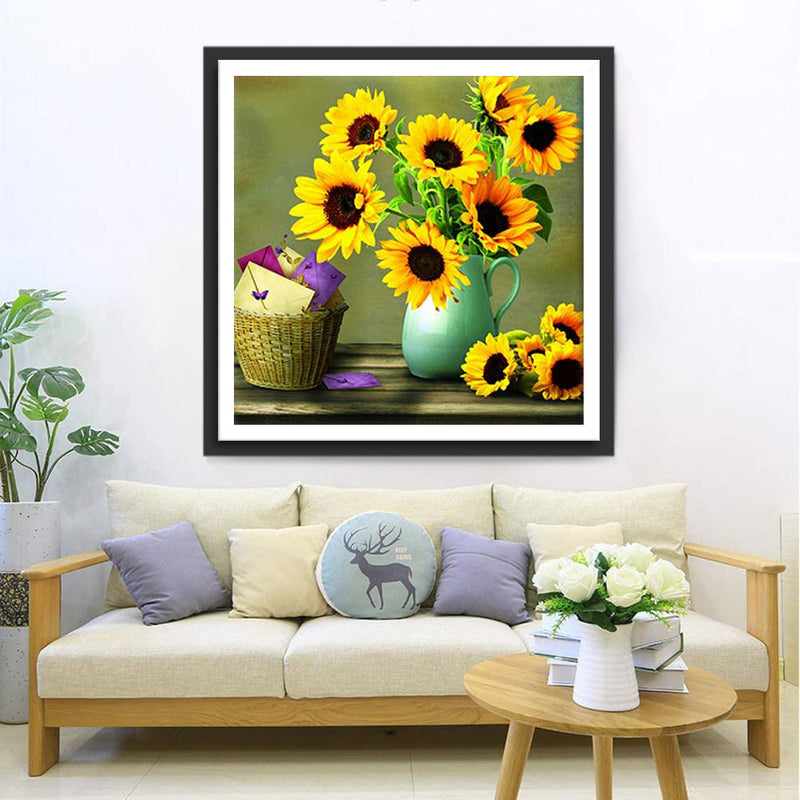 Sonnenblumen und Briefe Diamond Painting